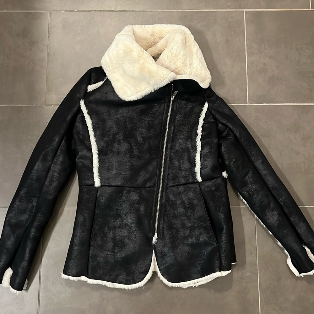 Faux suede and faux fur jacket
